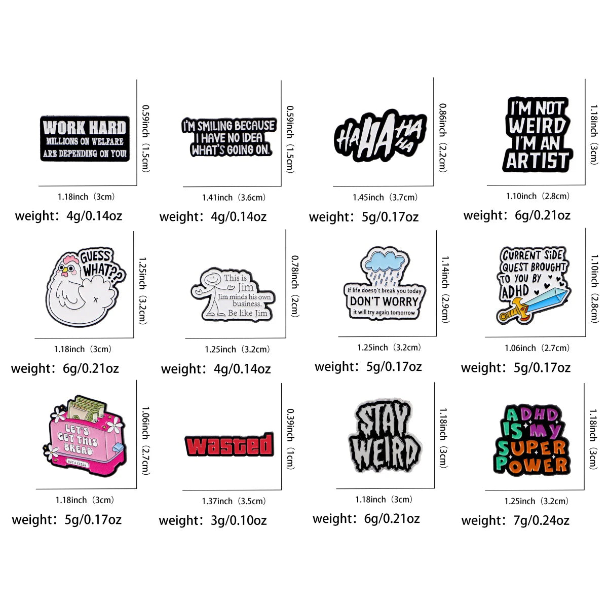 the STAY WEIRD - Funny Phrase Pin Badge Lapel Brooch Costume Accessories Fashion Jewelry Gifts