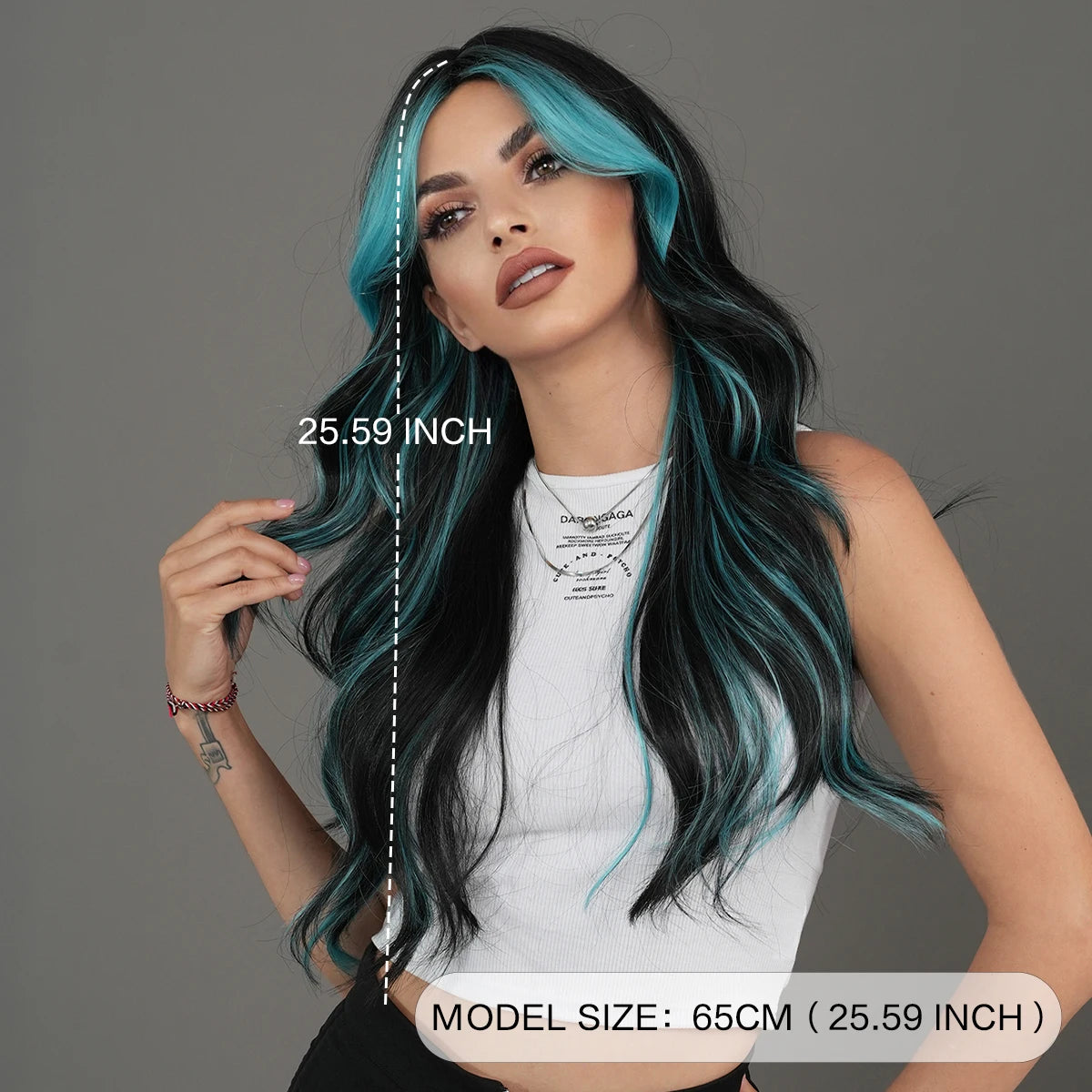 the X-WOMAN ROGUE - Layered Wig Synthetic Light Blue Wig for Women, Cosplay Resistant Fiber Highlight Blue Wavy Wigs with Fluffy Bangs