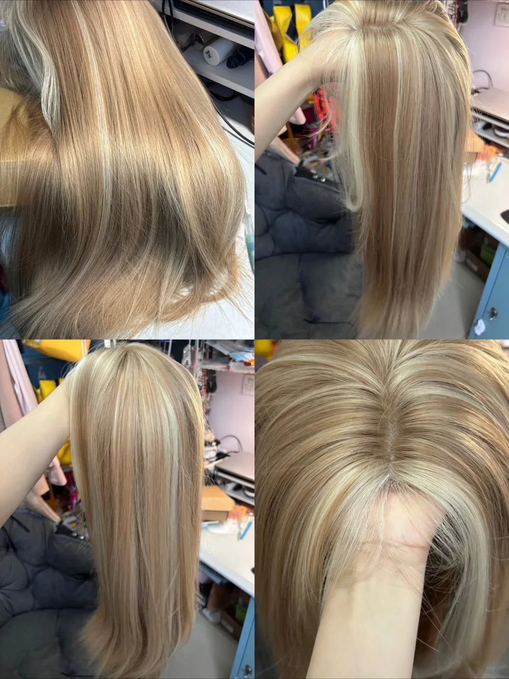the STRAIGHT UP - Blonde Wig for Women, Long Straight Blonde Brown Wig, Asian American Lace Front Synthetic Wig for Daily Use Cosplay Ombre