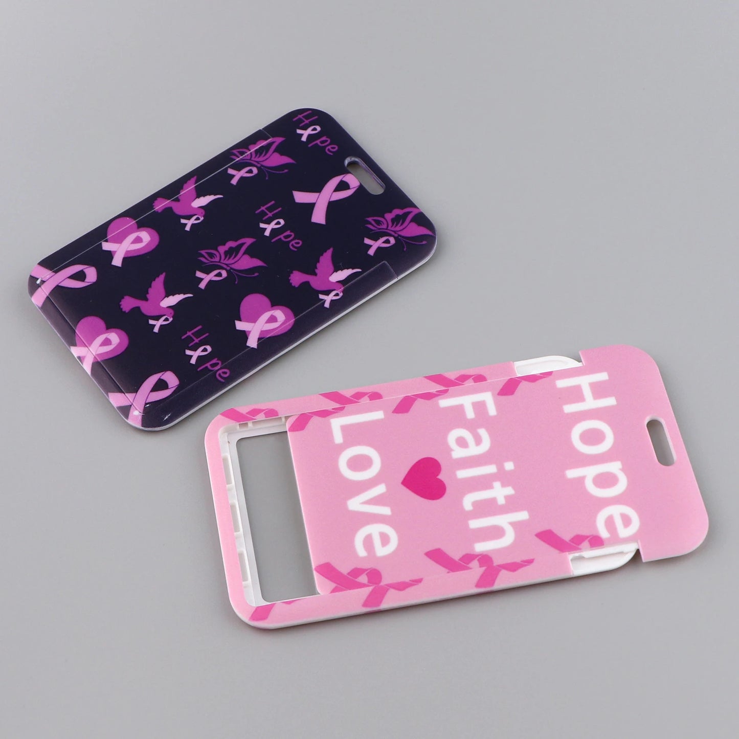 the LANYARD - Breast Cancer Awareness Symbols Card Holder Hope Faith Love Neck Strap Lanyards Keychain ID Credit Card Cover Hang Rope Lanyard