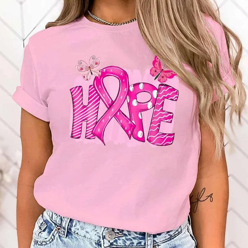 the HOPE - Breast Cancer Awareness Hope Printing T-Shirt for Women