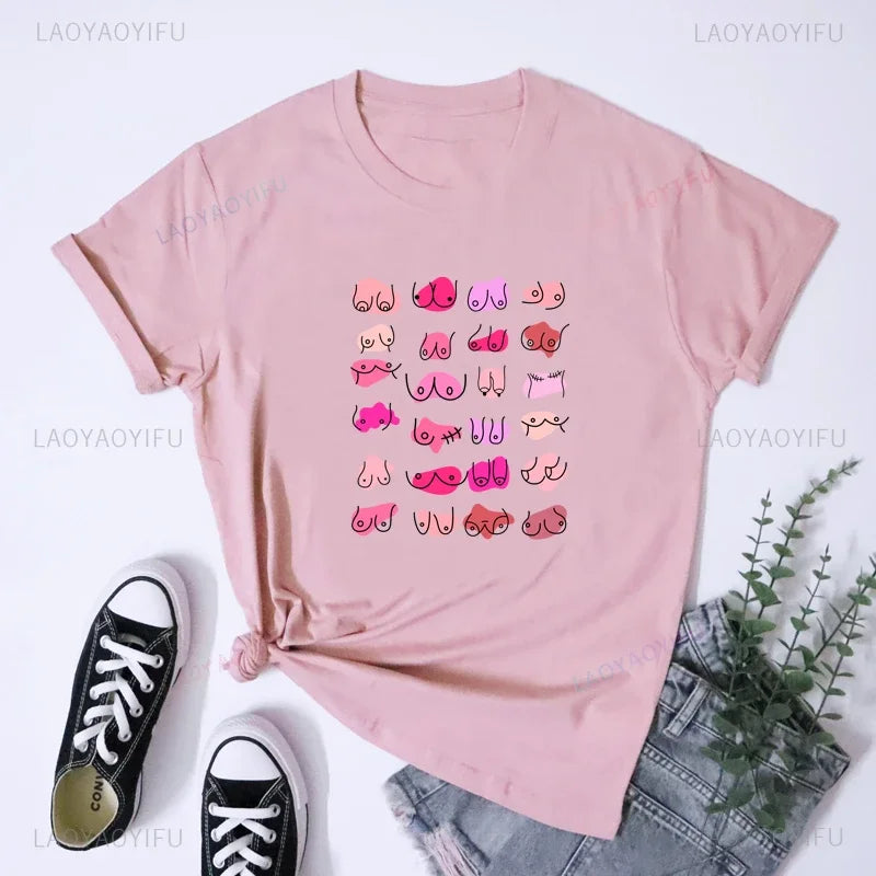 the BODY POSITIVITY - Boobies Shirt Aesthetic Women Body Positivity Graphic Tops
