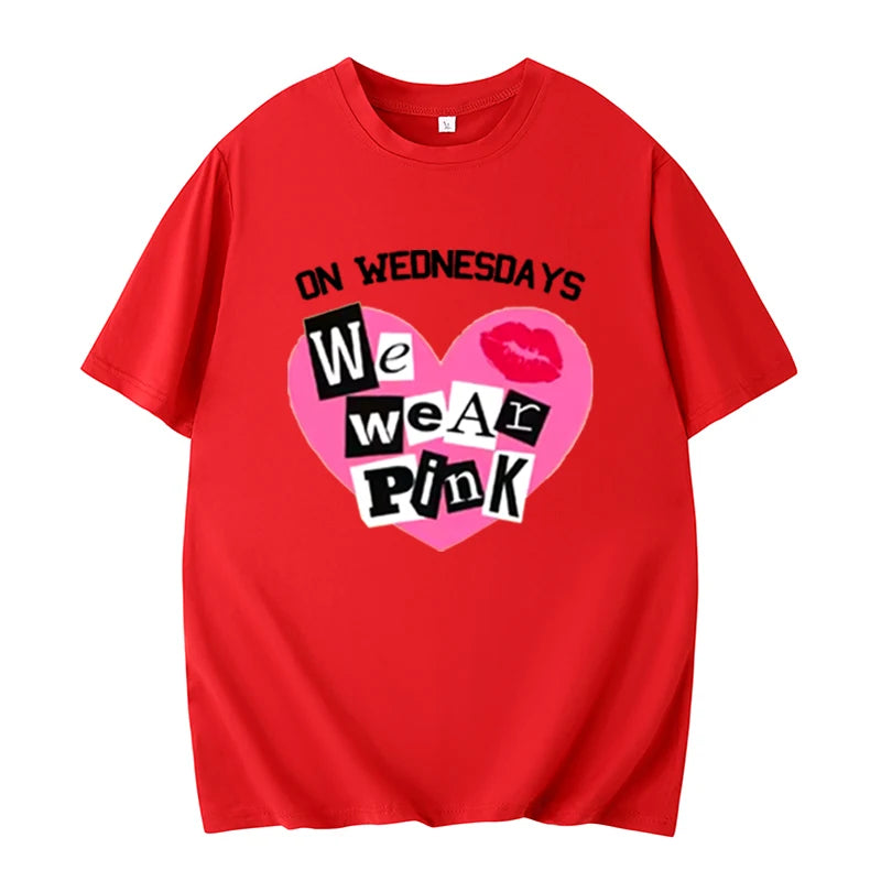 the PINK WEDNESDAYS - We Wear Pink Wednesday T-Shirts, Pink Wednesday T-Shirts, Breast Cancer Awareness Mean Girl Fashion Trends Hip Hop Rock Streetwear