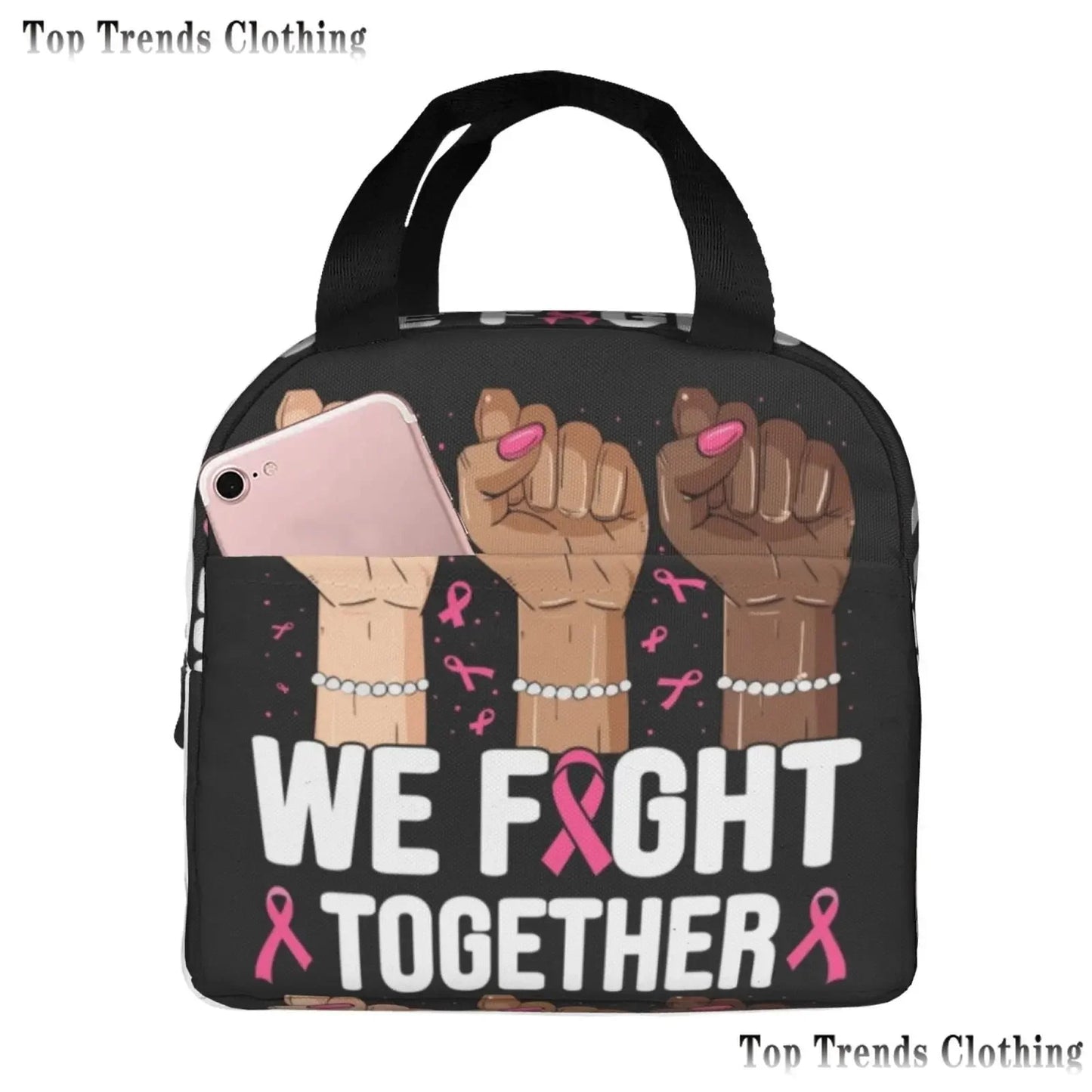 the BOOBIE BAG - Pink Ribbon Breast Cancer Awareness Flag Insulated Lunch Bag