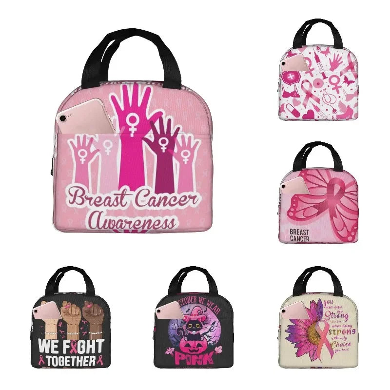 the BOOBIE BAG - Pink Ribbon Breast Cancer Awareness Flag Insulated Lunch Bag