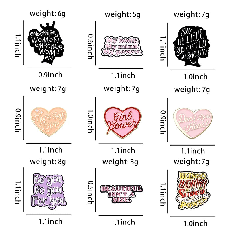 the GIRLIE GIRL - Girl Power Enamel Pins, "She Believed She Could So She Did" Brooches, Bag Clothes Lapel Badges, Feminist Jewelry Gift for Friends
