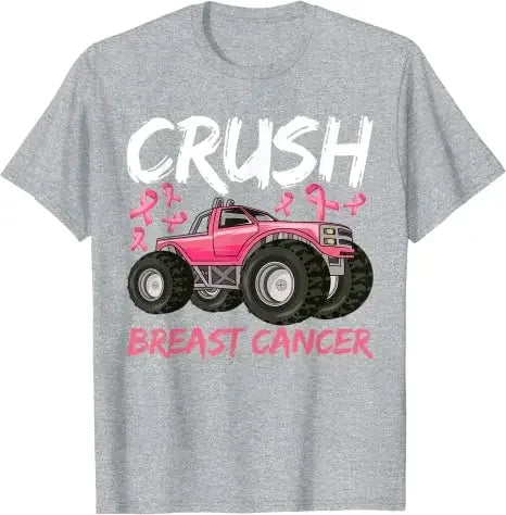 the CRUSH BREAST CANCER - Breast Cancer Awareness Car Lover Graphic T-Shirts