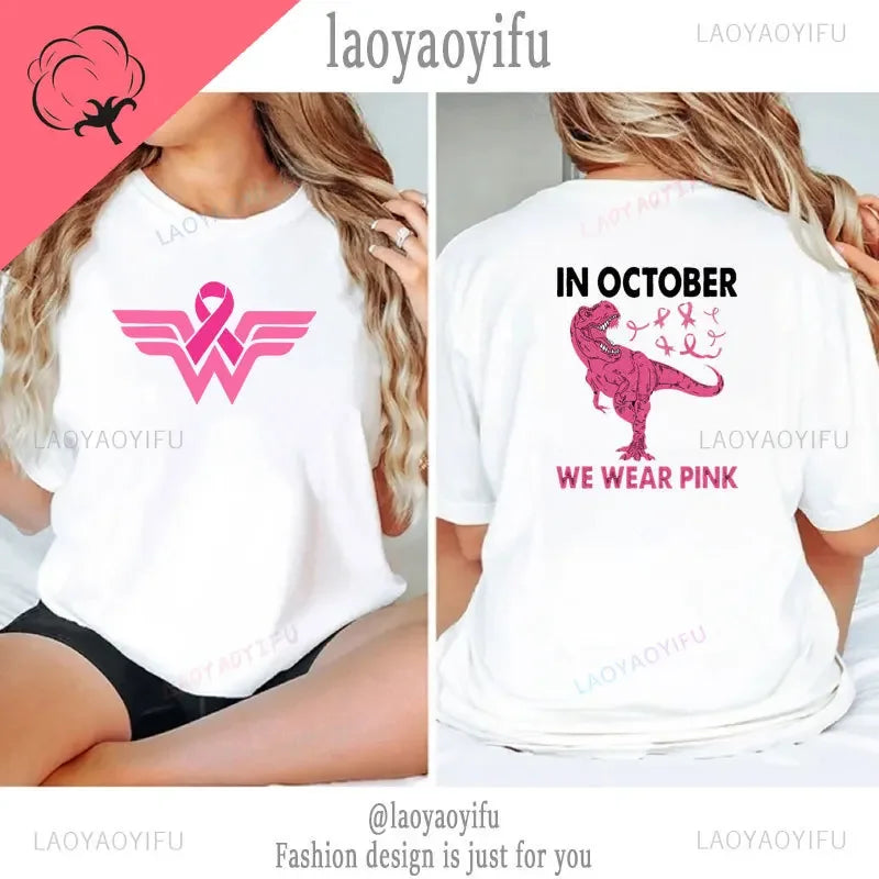 the WARRIOR COLLECTION - Breast Cancer Awareness Printed T-Shirts for Women