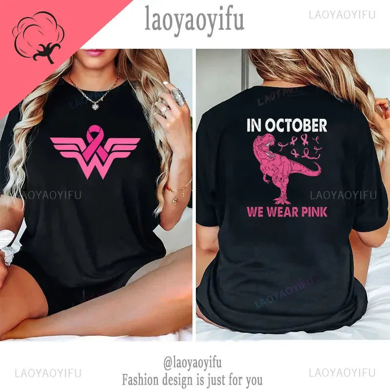 the WARRIOR COLLECTION - Breast Cancer Awareness Printed T-Shirts for Women