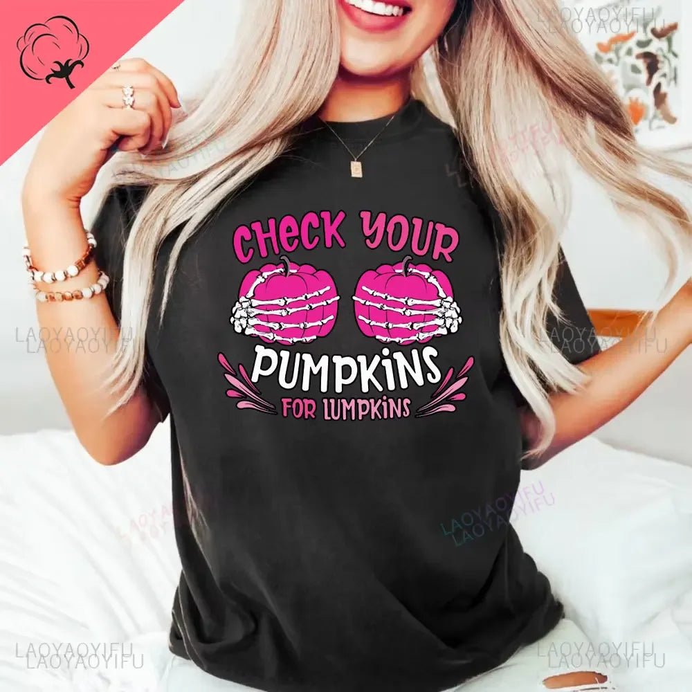 the SPOOKY HANDS - Skeleton Hands Pink Ribbon T-Shirt Breast Cancer Awareness