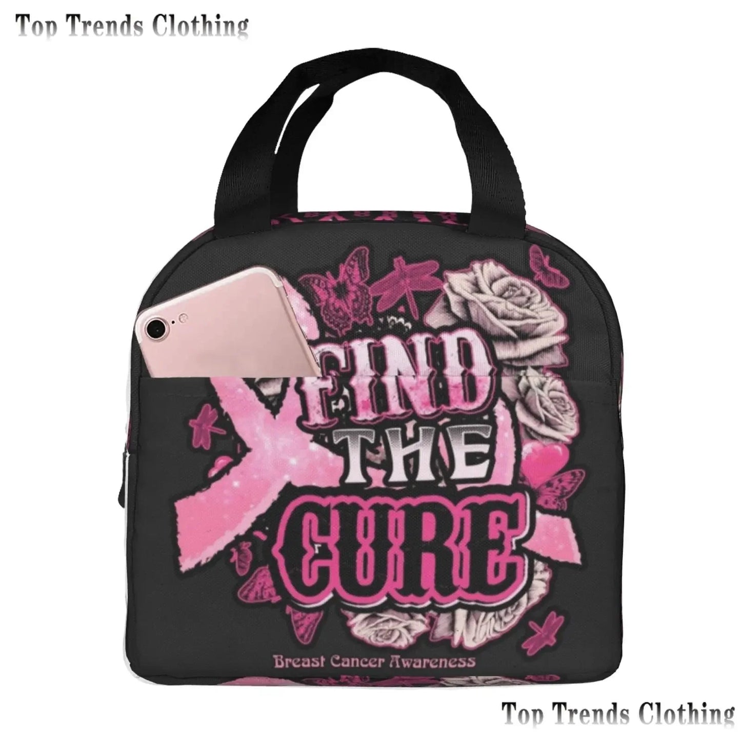 the BOOBIE BAG - Pink Ribbon Breast Cancer Awareness Flag Insulated Lunch Bag