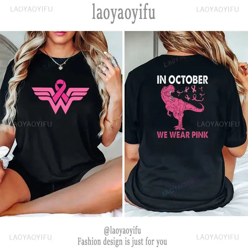 the WARRIOR COLLECTION - Breast Cancer Awareness Printed T-Shirts for Women