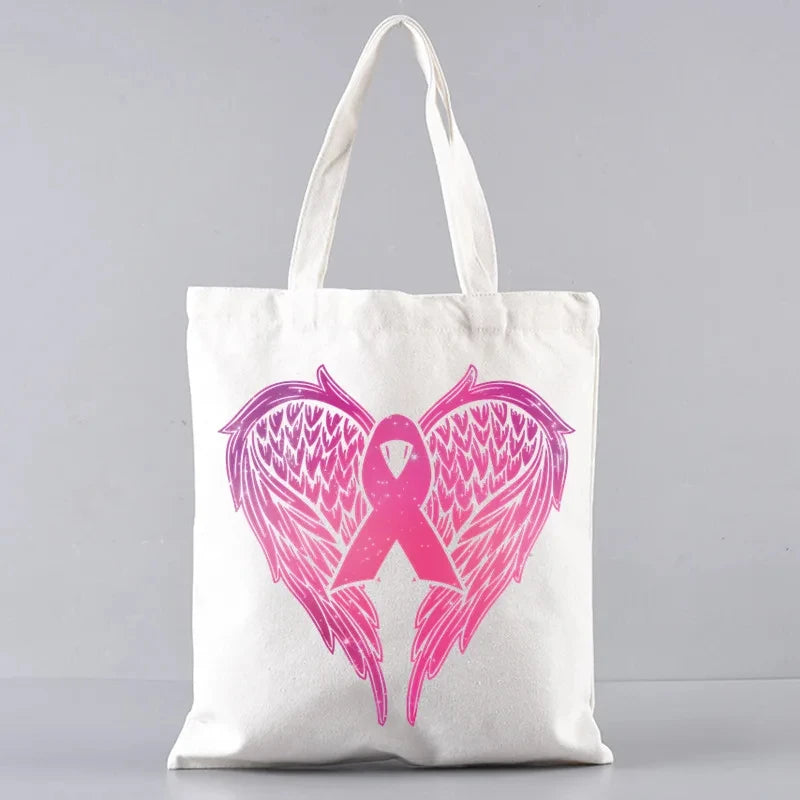 the TOTER - Pink Breast Cancer Awareness Printed Tote Women's Fashion
