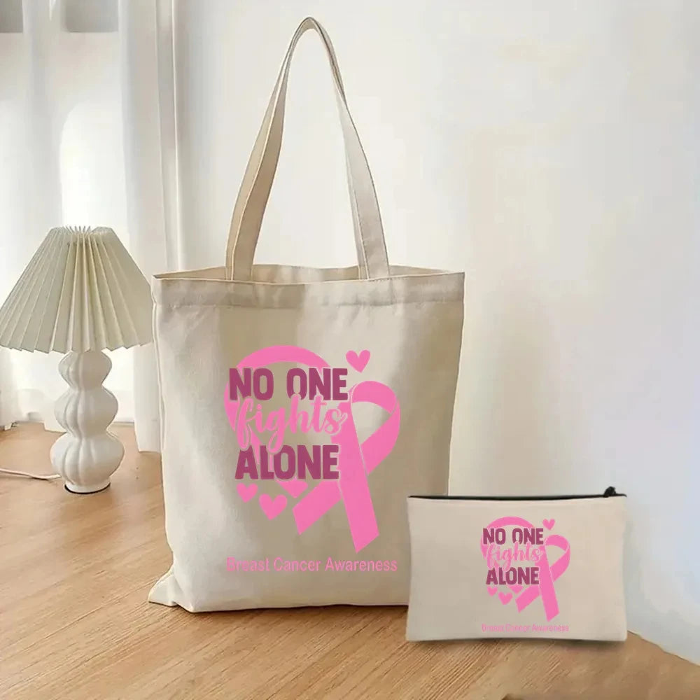 the TOTER - Pink Breast Cancer Awareness Printed Tote Women's Fashion