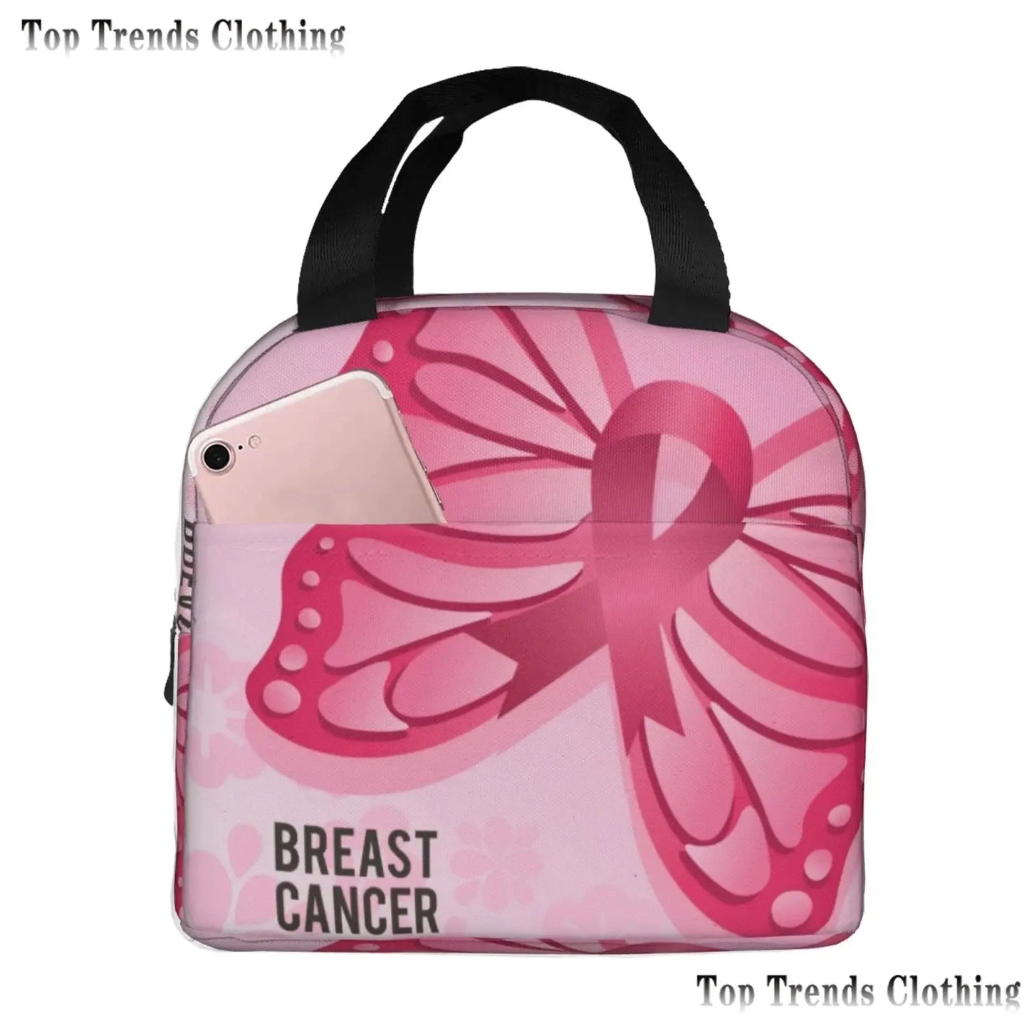 the BOOBIE BAG - Pink Ribbon Breast Cancer Awareness Flag Insulated Lunch Bag