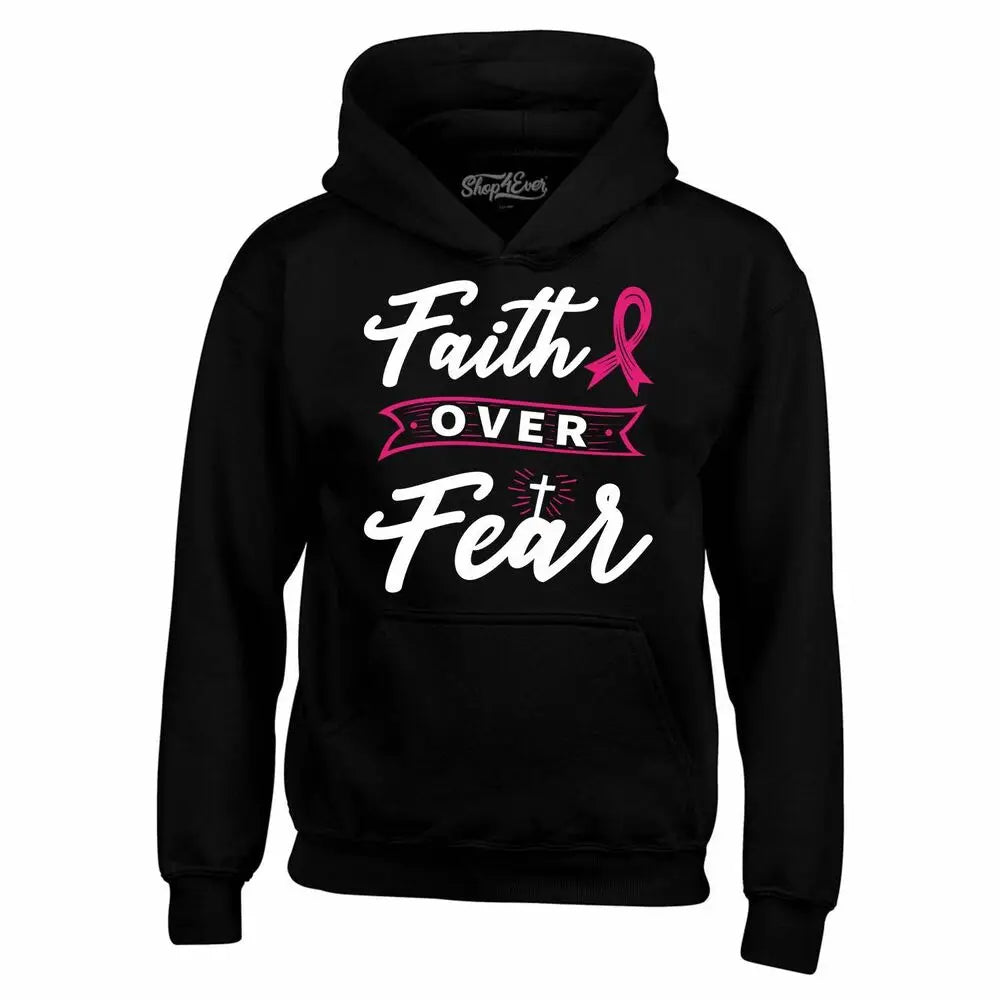 the FAITHFUL - Faith Over Fear Hoodies Pink Ribbon Breast Cancer Awareness Sweatshirts