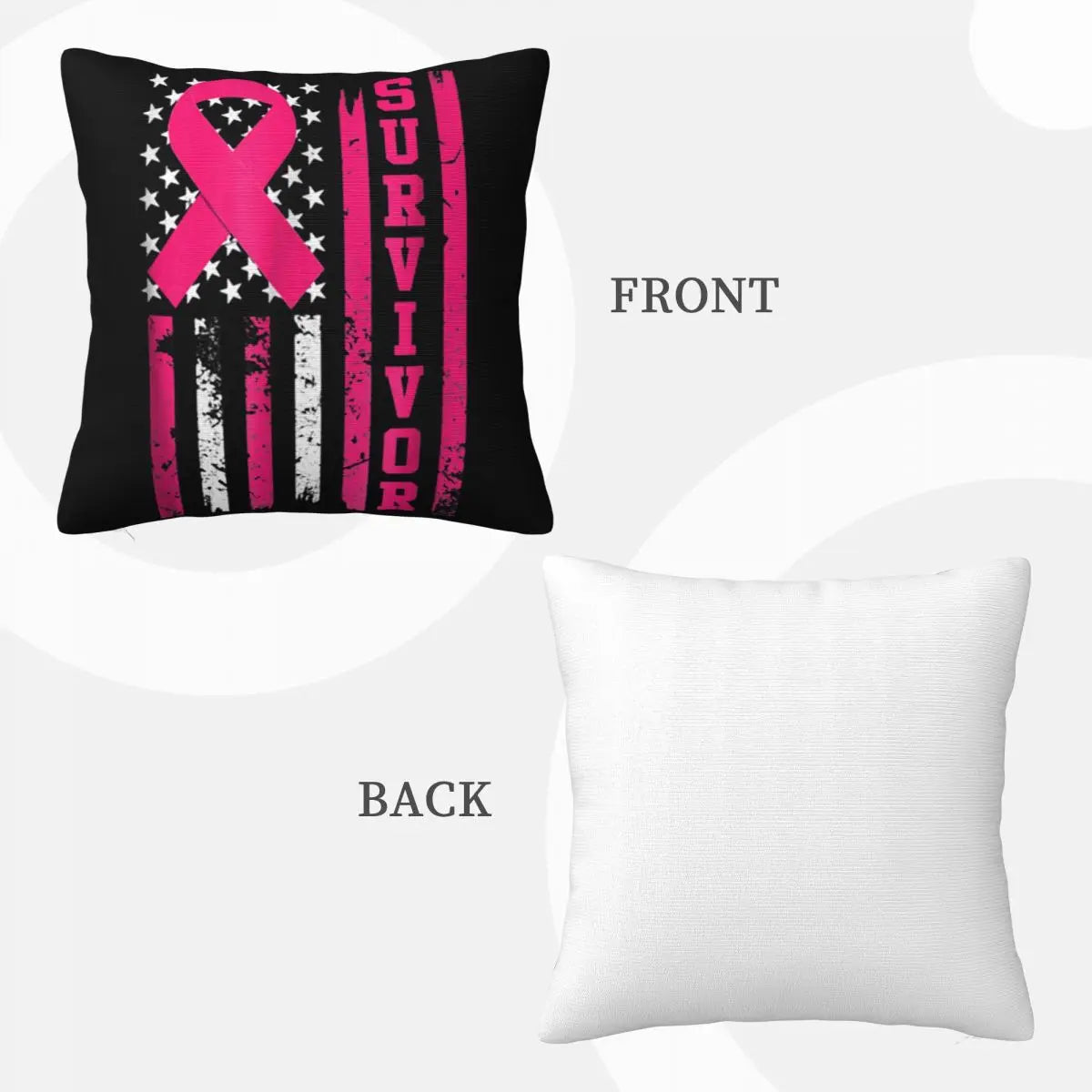 the SURVIVOR PILLOWCASE - Breast Cancer Survivor Bold Pink Ribbon Pillowcase