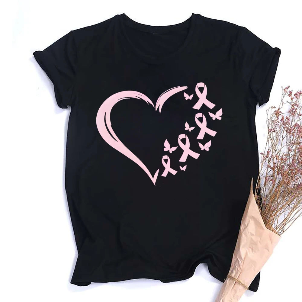 Breast Cancer Shirts for Women Pink Ribbon Breast Cancer Awareness T-Shirt Cancer Care Gifts Ladies Tee Tops