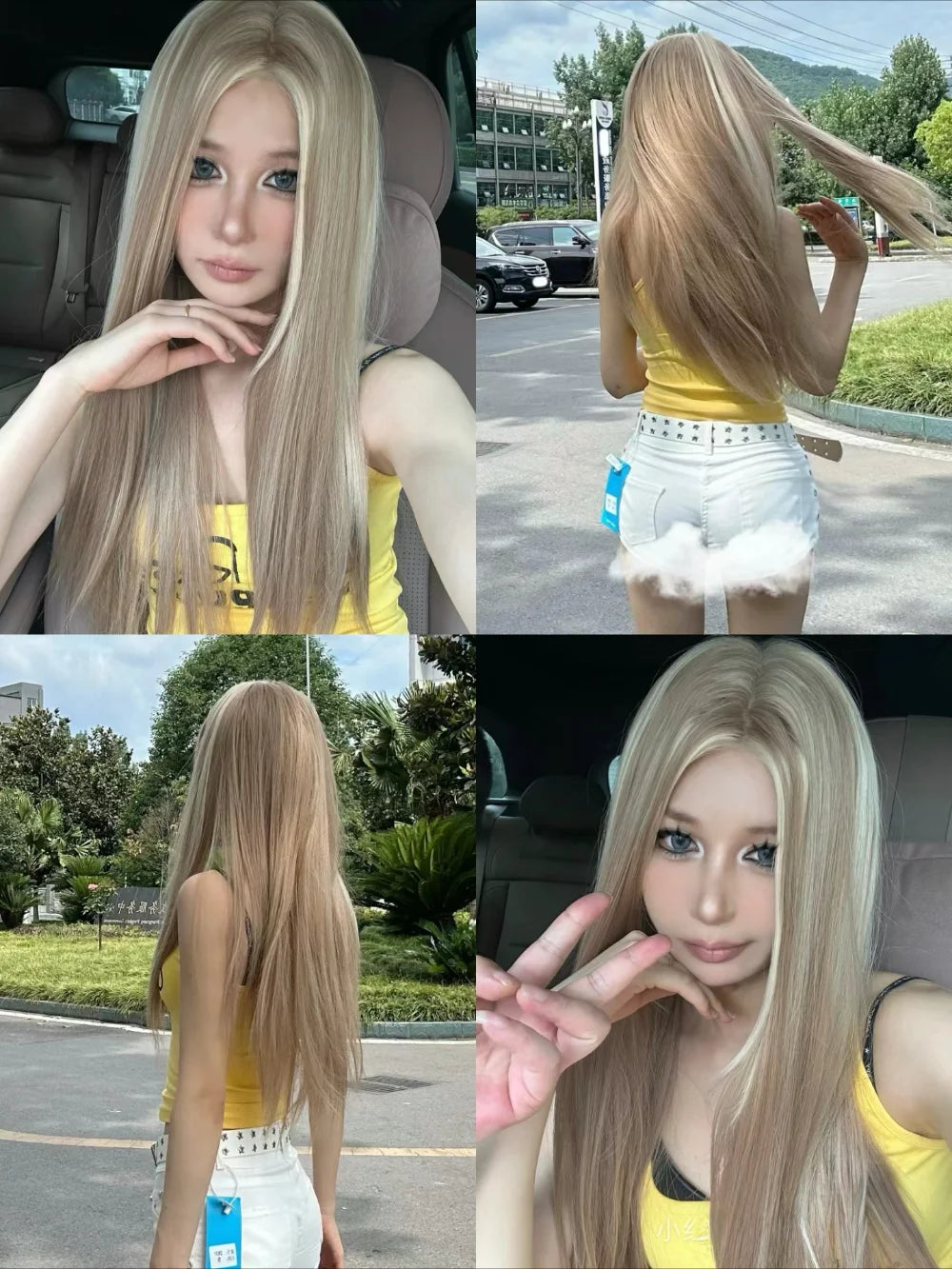the STRAIGHT UP - Blonde Wig for Women, Long Straight Blonde Brown Wig, Asian American Lace Front Synthetic Wig for Daily Use Cosplay Ombre