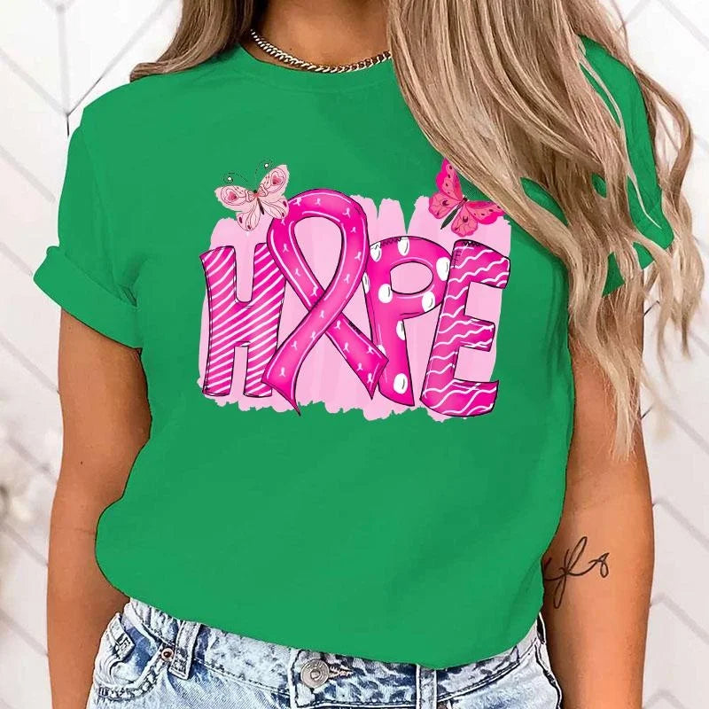 the HOPE - Breast Cancer Awareness Hope Printing T-Shirt for Women