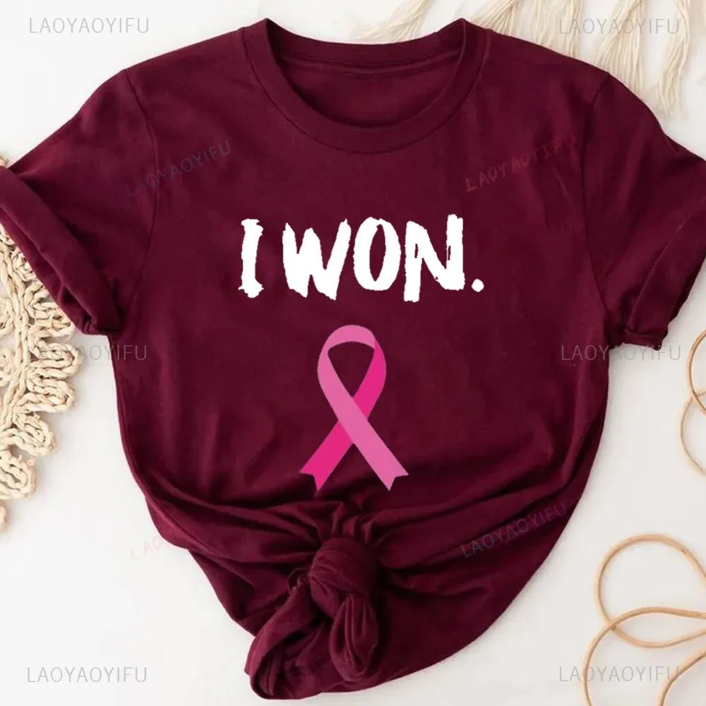 the I WON - Cancer Awareness Breast Cancer Pink Ribbon Shirt I Won T-Shirt