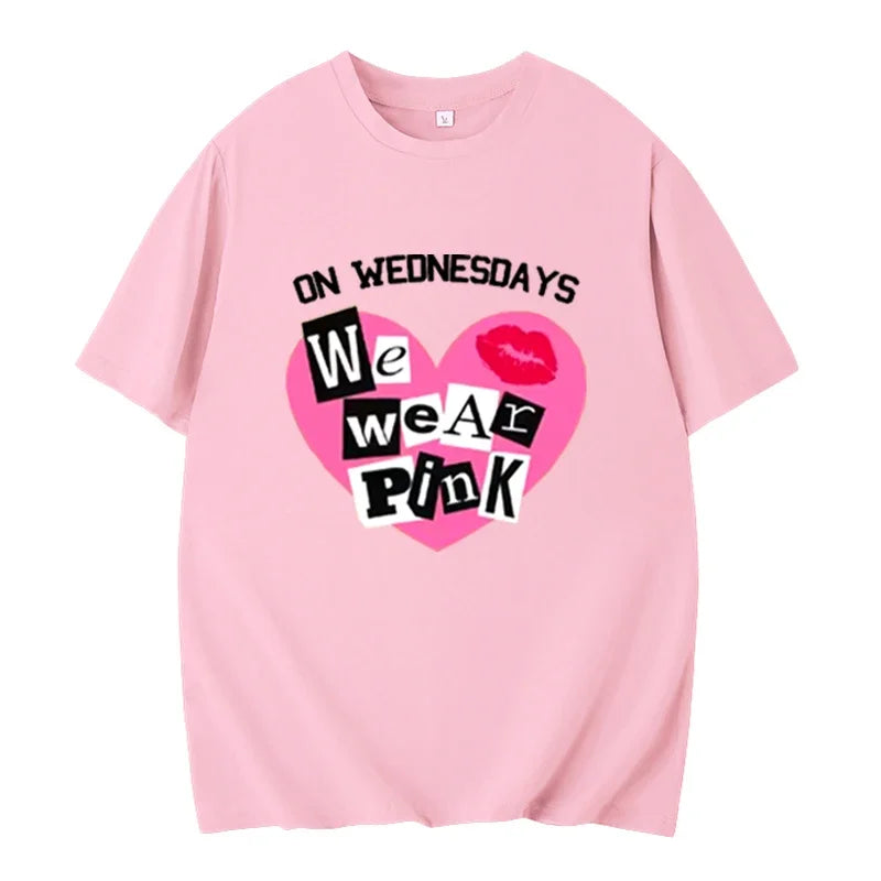 the PINK WEDNESDAYS - We Wear Pink Wednesday T-Shirts, Pink Wednesday T-Shirts, Breast Cancer Awareness Mean Girl Fashion Trends Hip Hop Rock Streetwear
