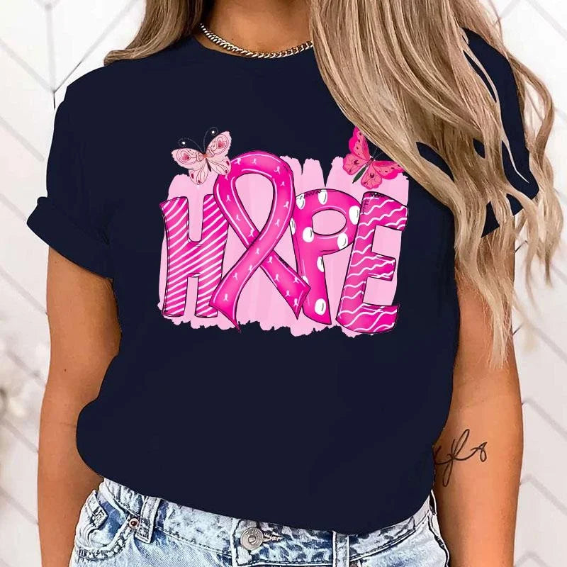 the HOPE - Breast Cancer Awareness Hope Printing T-Shirt for Women