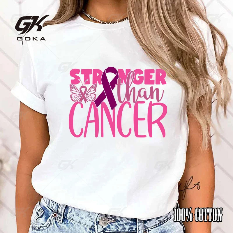 the STRONGER THAN CANCER - Breast Cancer Awareness Stronger Than Cancer Graphic Print T-Shirt