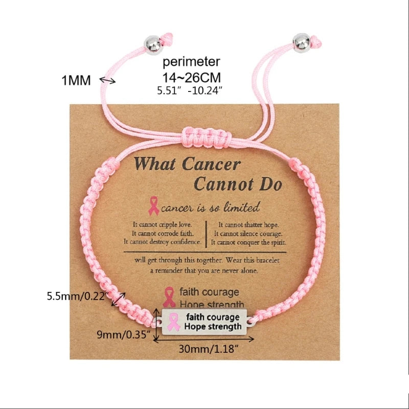 the FRIENDSHIP BRACELET - Pink Ribbon Charm Bracelet Breast Cancers Awareness