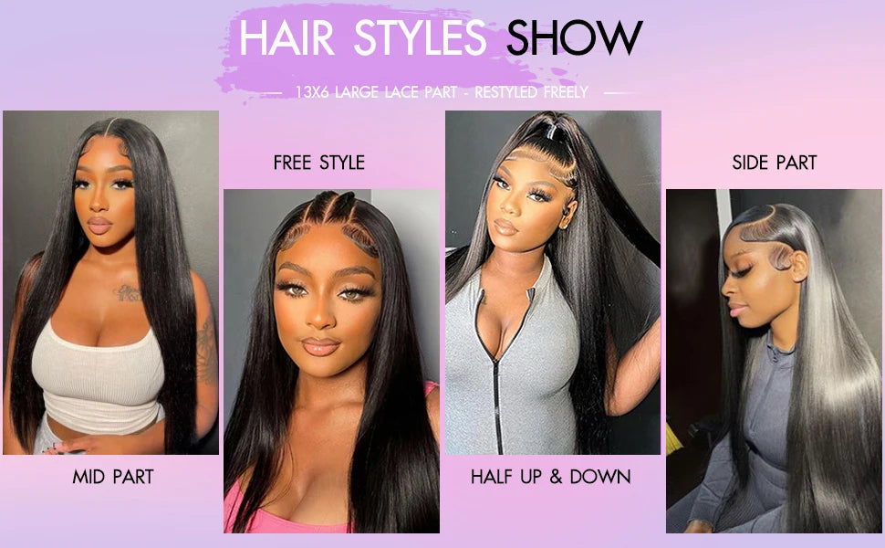 the CHER - 30 40 Inch 250 Density Bone Straight 13X6 Hd Lace Frontal Wig, 13X4 Transparent Lace Front Pre-Plucked 100% Human Hair for Women