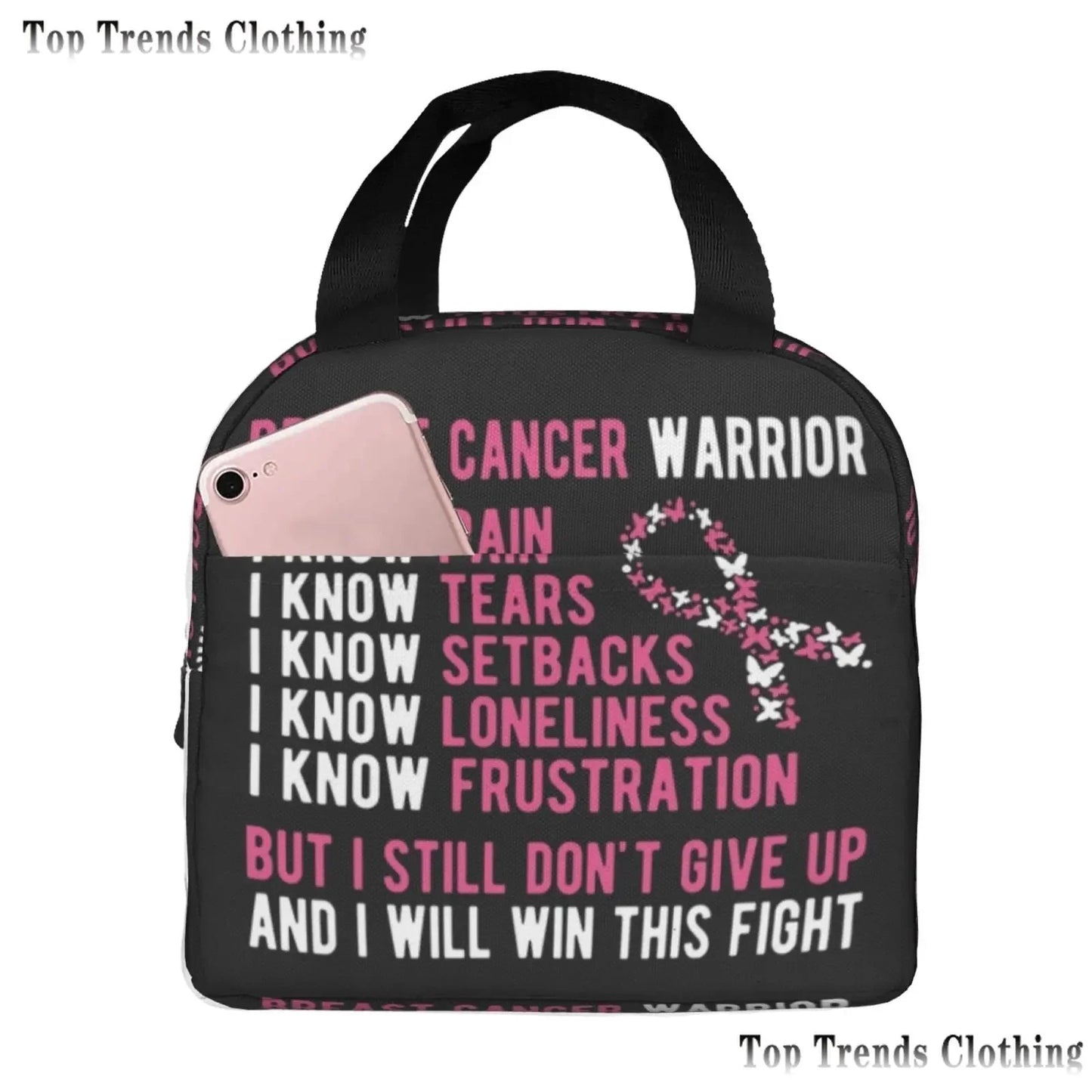 the BOOBIE BAG - Pink Ribbon Breast Cancer Awareness Flag Insulated Lunch Bag