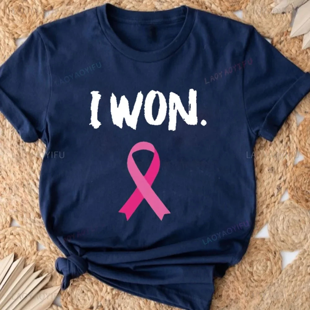 the I WON - Cancer Awareness Breast Cancer Pink Ribbon Shirt I Won T-Shirt