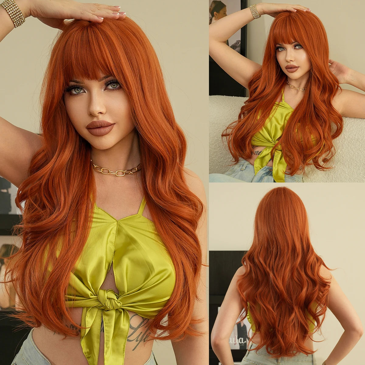 the GODDESS - Long Wavy Grey Purple Wig for Women, Cosplay Daily Party Overhead Dyeing Wavy Synthetic Heat-Resistant Wigs