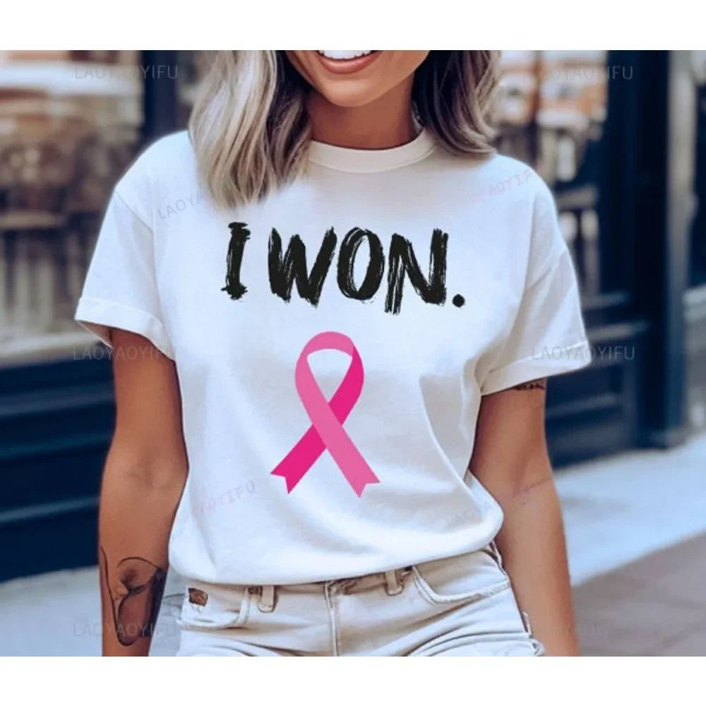 the I WON - Cancer Awareness Breast Cancer Pink Ribbon Shirt I Won T-Shirt
