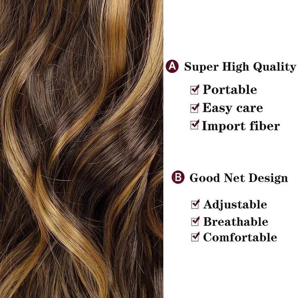 the RAMONA - Body Wave Synthetic Lace Front Wigs for Women, Honey Blonde Highlight Body Wavy Lace Wigs Heat Resistant Cosplay Wig