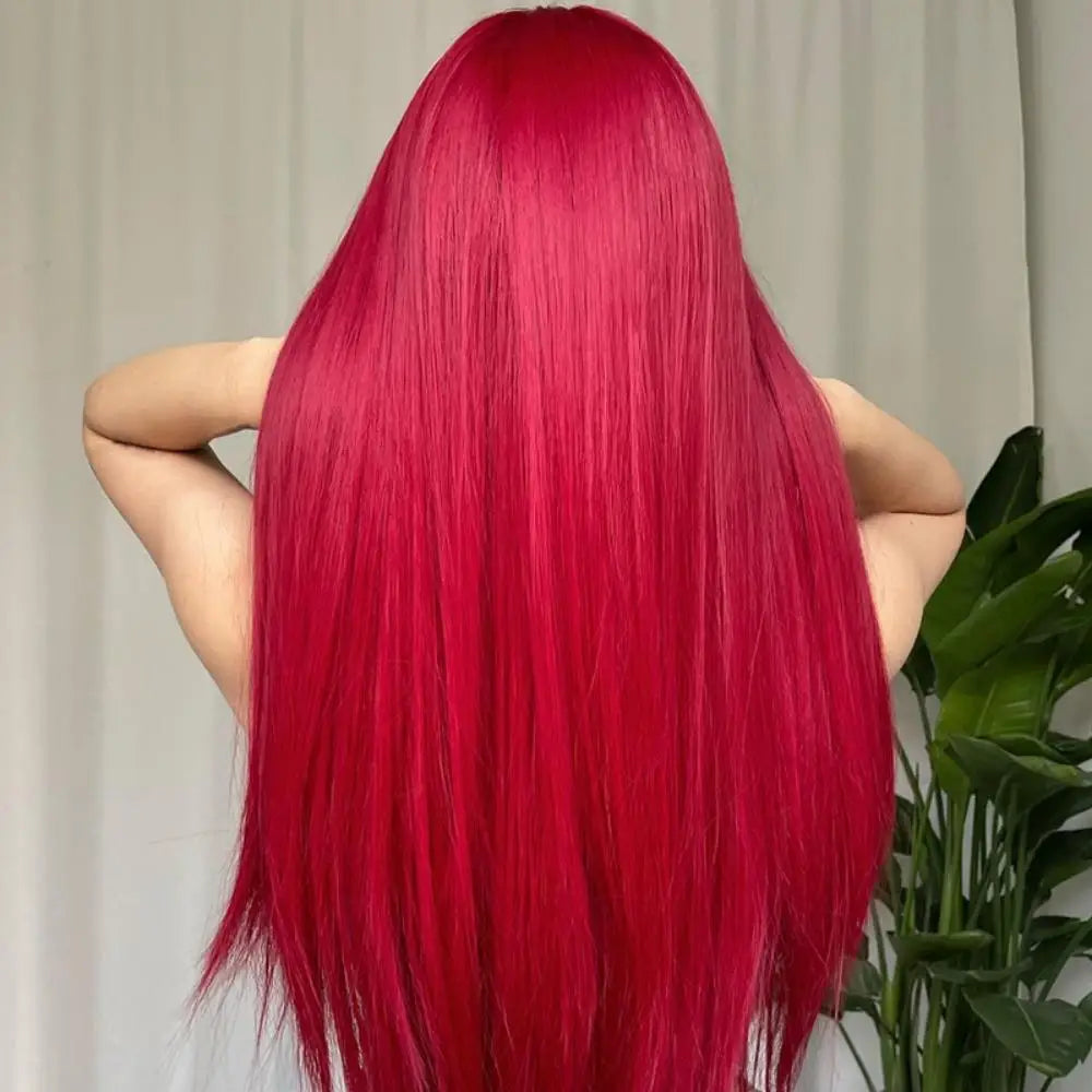 the HOT GIRL CLUB - Long Straight Synthetic Wigs, Air Bangs Natural Heat-Resistant Hair, Women Daily Halloween/Cosplay Party Full Head Cover