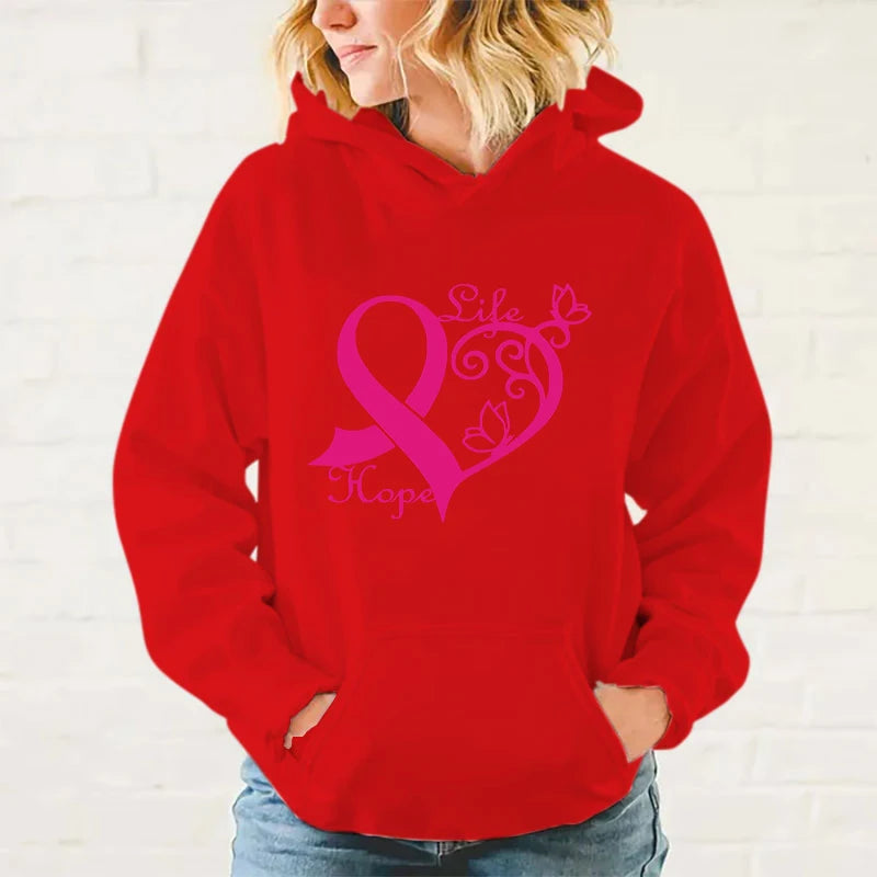 the LIFE OF HOPE - Breast Cancer Awareness Life Hope Printed Hoodie for Women