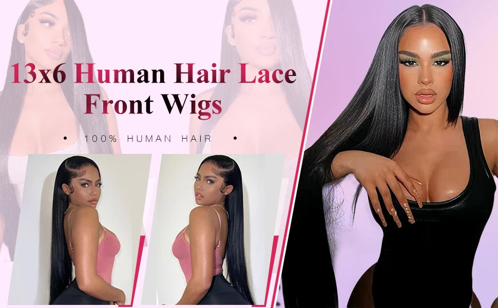 the CHER - 30 40 Inch 250 Density Bone Straight 13X6 Hd Lace Frontal Wig, 13X4 Transparent Lace Front Pre-Plucked 100% Human Hair for Women