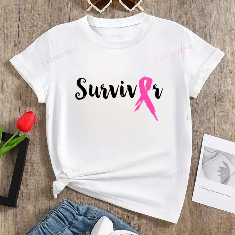 the SURVIVOR - Breast Cancer Awareness Printed T-Shirt Spring/Summer Casual Loose Tops