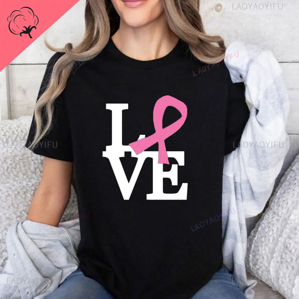 the OCTOBER COLLECTION - In October We Wear Pink Ghosts Cotton T-Shirt Breast Cancer Awareness Halloween T-Shirt Breast Cancer Support Tee