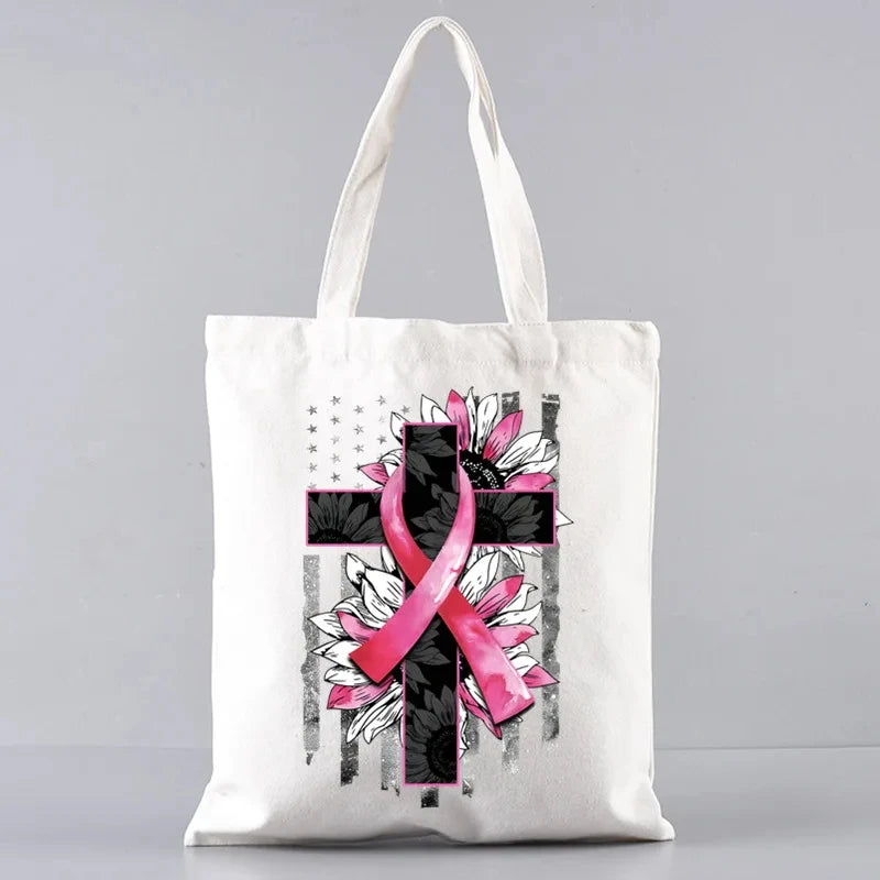 the TOTER - Pink Breast Cancer Awareness Printed Tote Women's Fashion