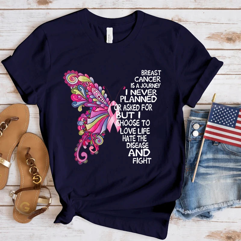 the INSPIRATIONAL BUTTERFLY - Breast Cancer Awareness Butterfly T-Shirts