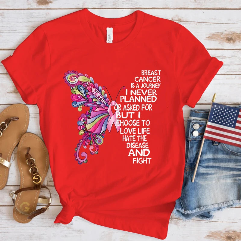 the INSPIRATIONAL BUTTERFLY - Breast Cancer Awareness Butterfly T-Shirts