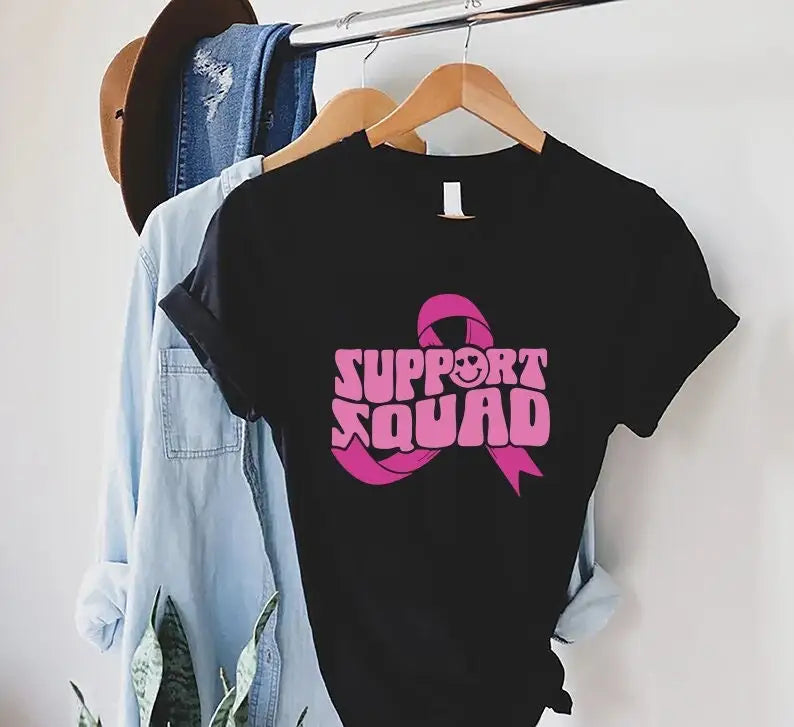the SUPPORT SQUAD - Pink Ribbon Support Squad T-Shirt Breast Cancer Symbol Design Awareness