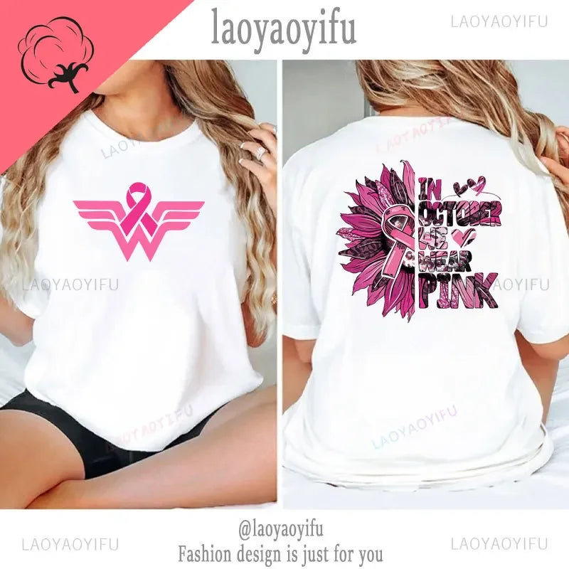 the WARRIOR COLLECTION - Breast Cancer Awareness Printed T-Shirts for Women
