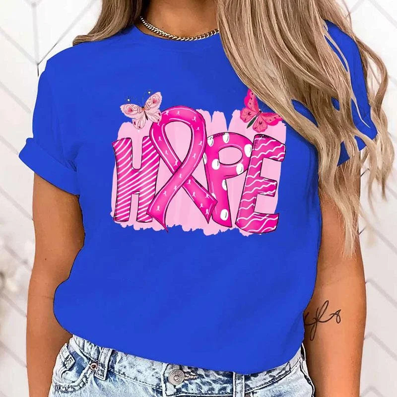 the HOPE - Breast Cancer Awareness Hope Printing T-Shirt for Women