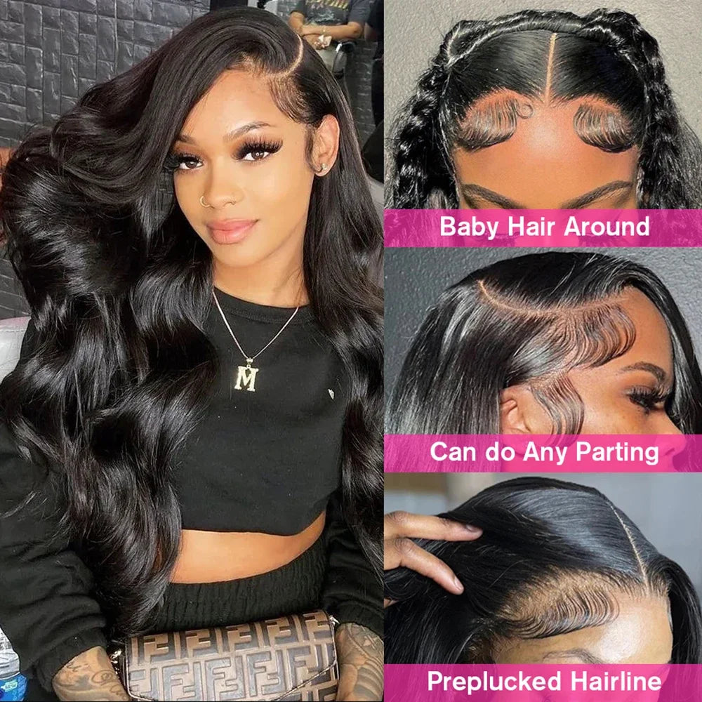 the CHER - 30 40 Inch 250 Density Bone Straight 13X6 Hd Lace Frontal Wig, 13X4 Transparent Lace Front Pre-Plucked 100% Human Hair for Women