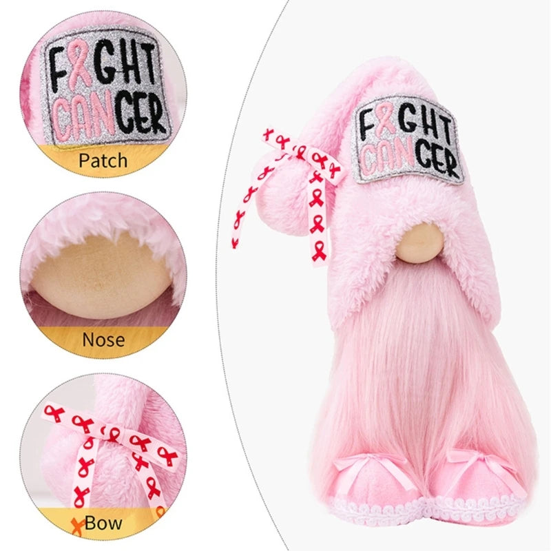 the PINK CANCER FIGHTER GNOME - Breast Cancer Awareness Gnome Figurines