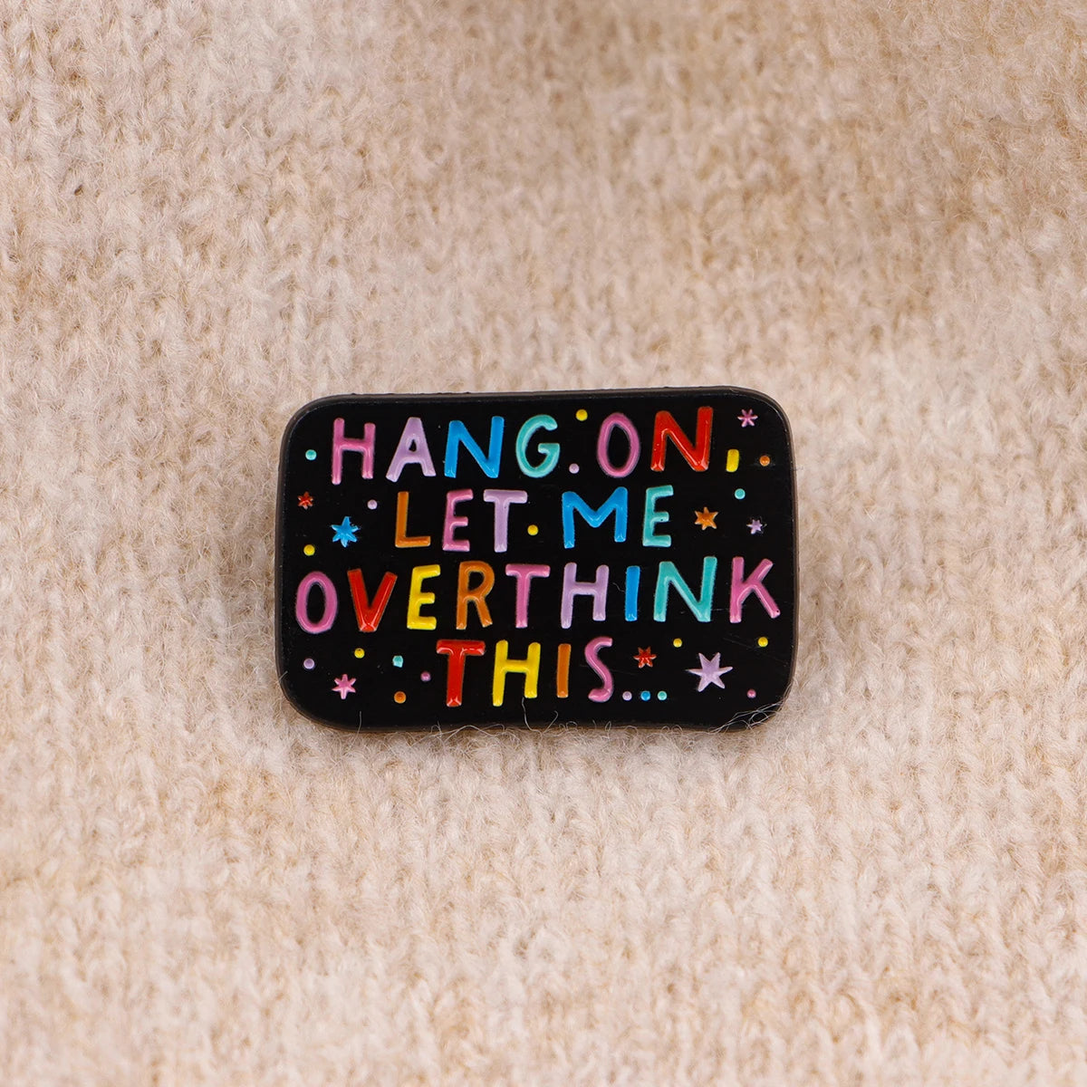 the OVERTHINKER - Rainbow Enamel Pin, Humorous Quotes Brooch Pins, Lapel Pins Badge