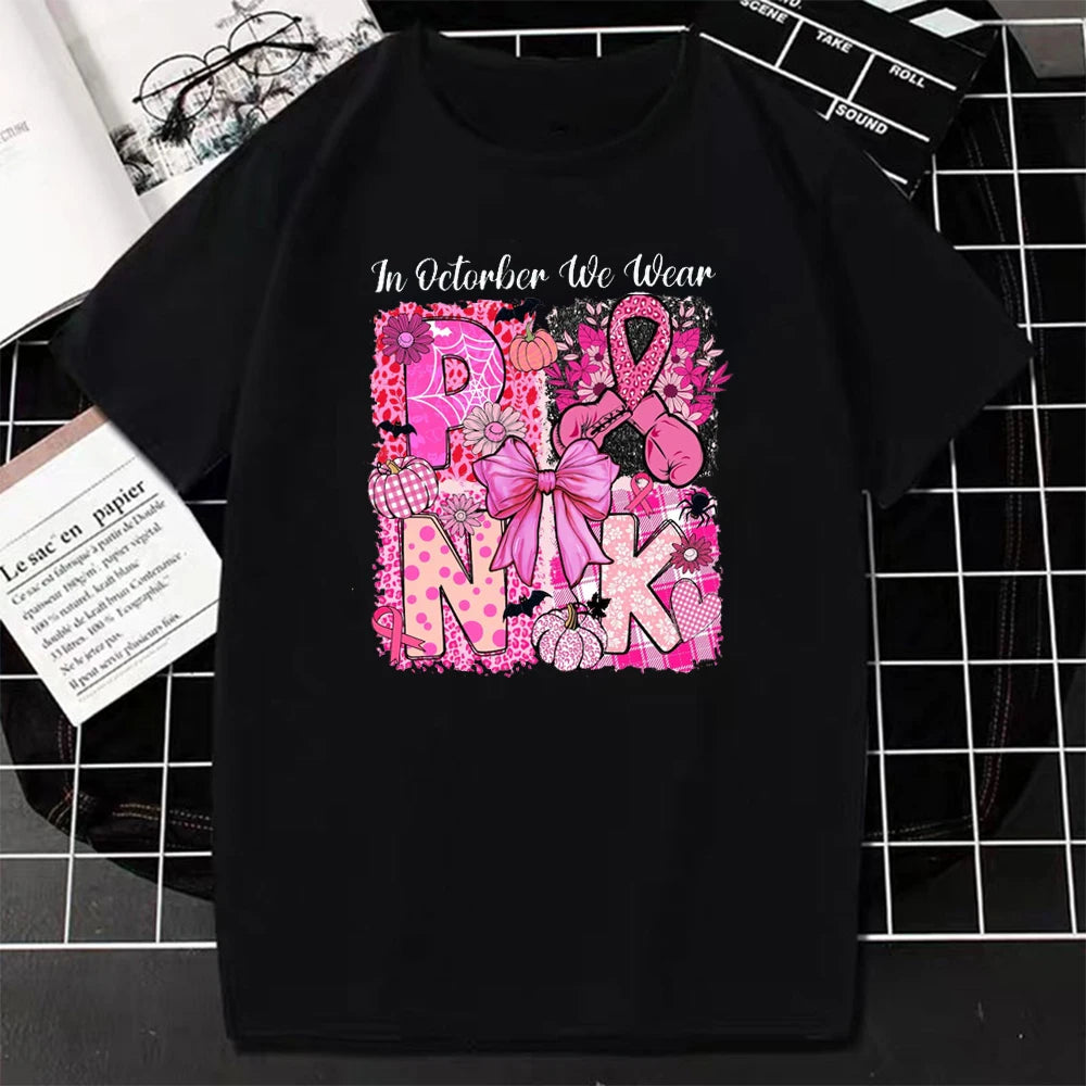 the WE WEAR PINK - In October We Wear Pink Halloween Breast Cancer Pumpkin Retro Halloween, Pink Ribbon Halloween Boxing Glove